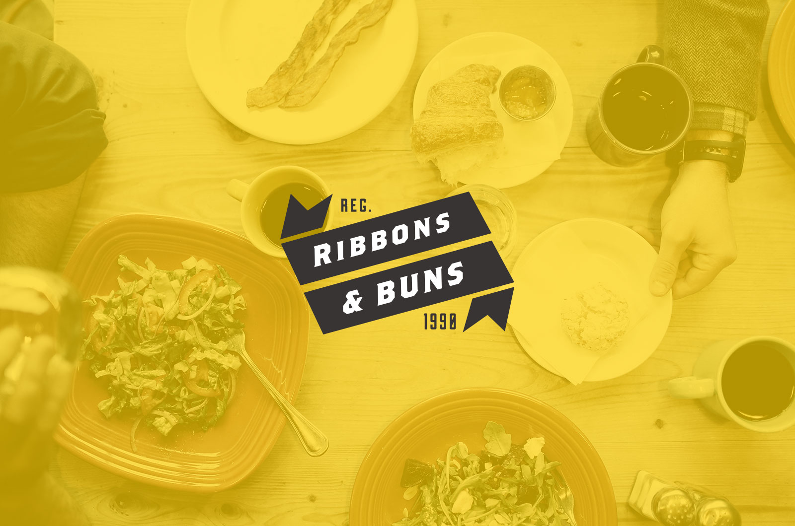 Overhead view of a meal at Ribbons & Buns.