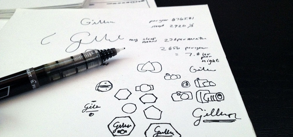Pen and sketches on a white paper.
